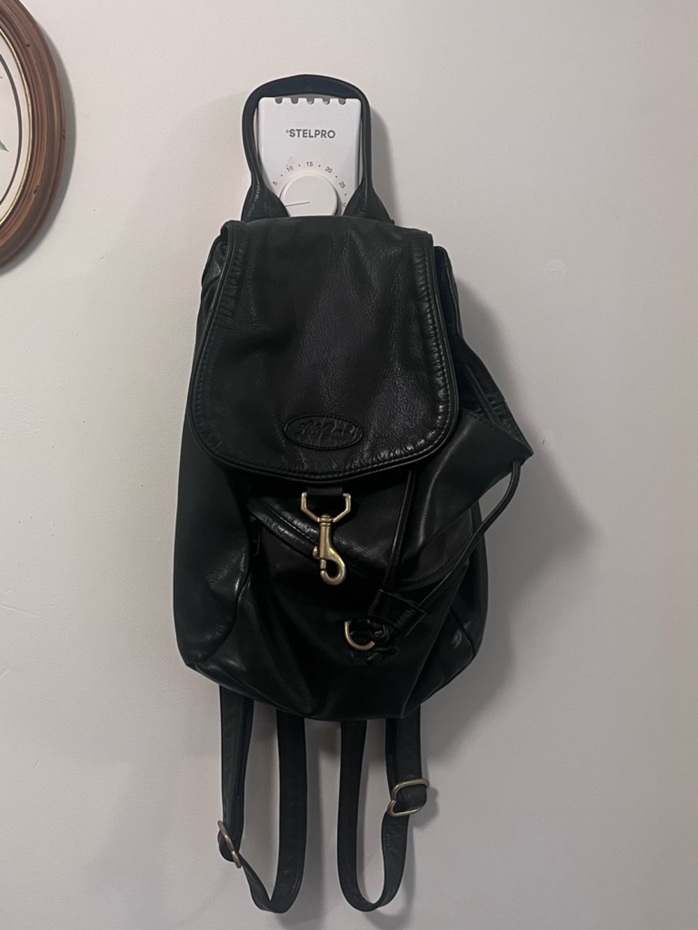 Vintage Black Leather LL Bean Backpack